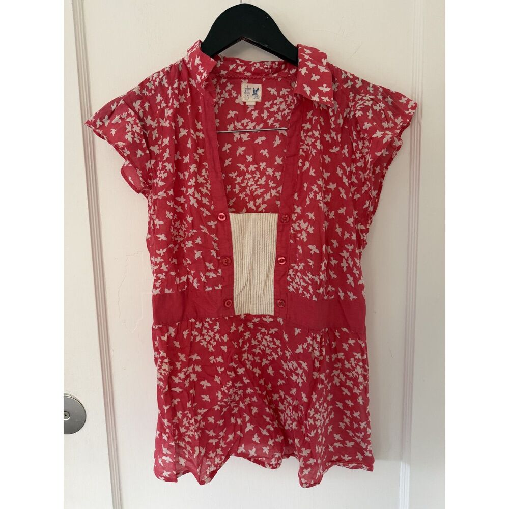 Anthropologie Blouse EDME ESYLLTE Cotton FLY AWAY Tank Voile Bird Pintucks